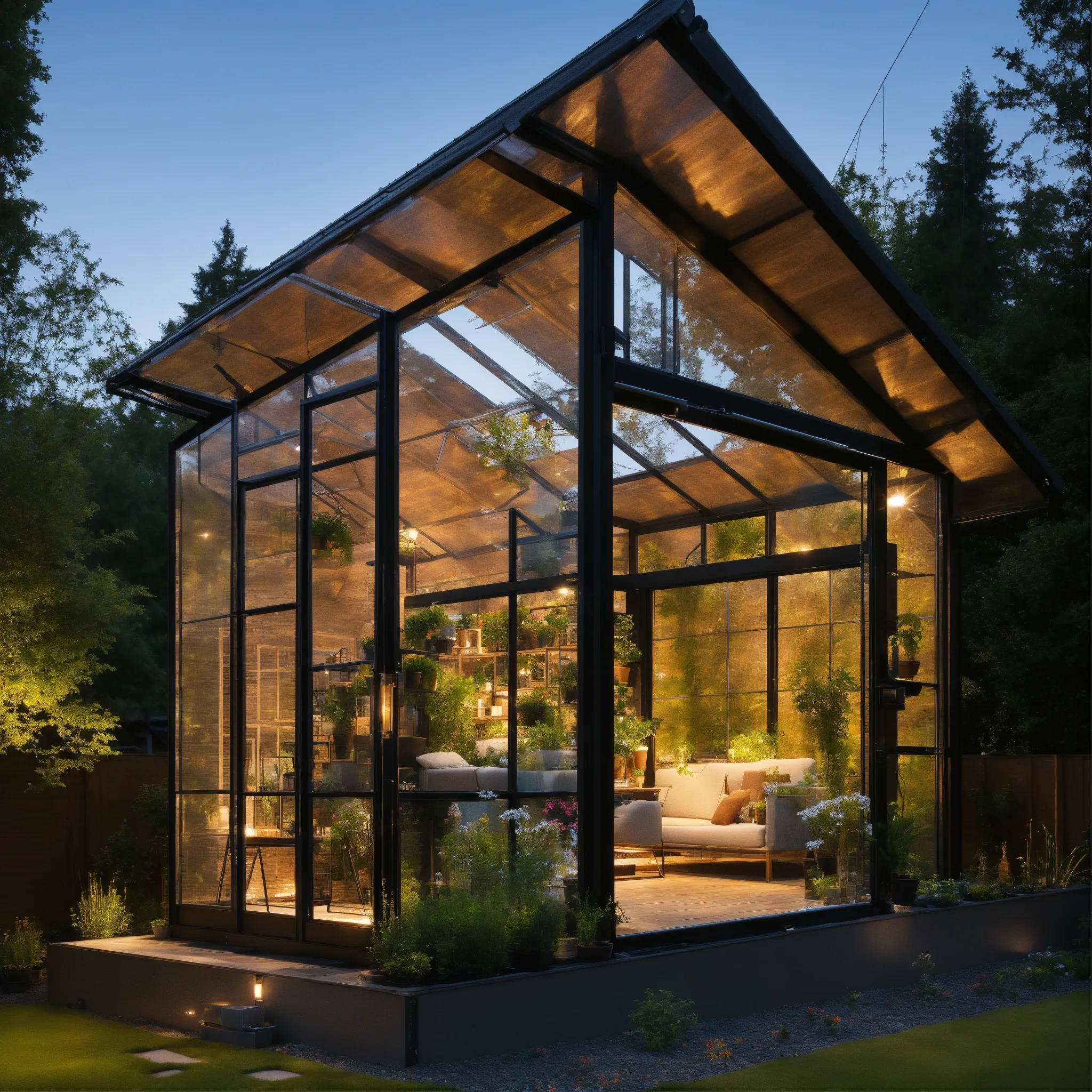 Home office with green plants